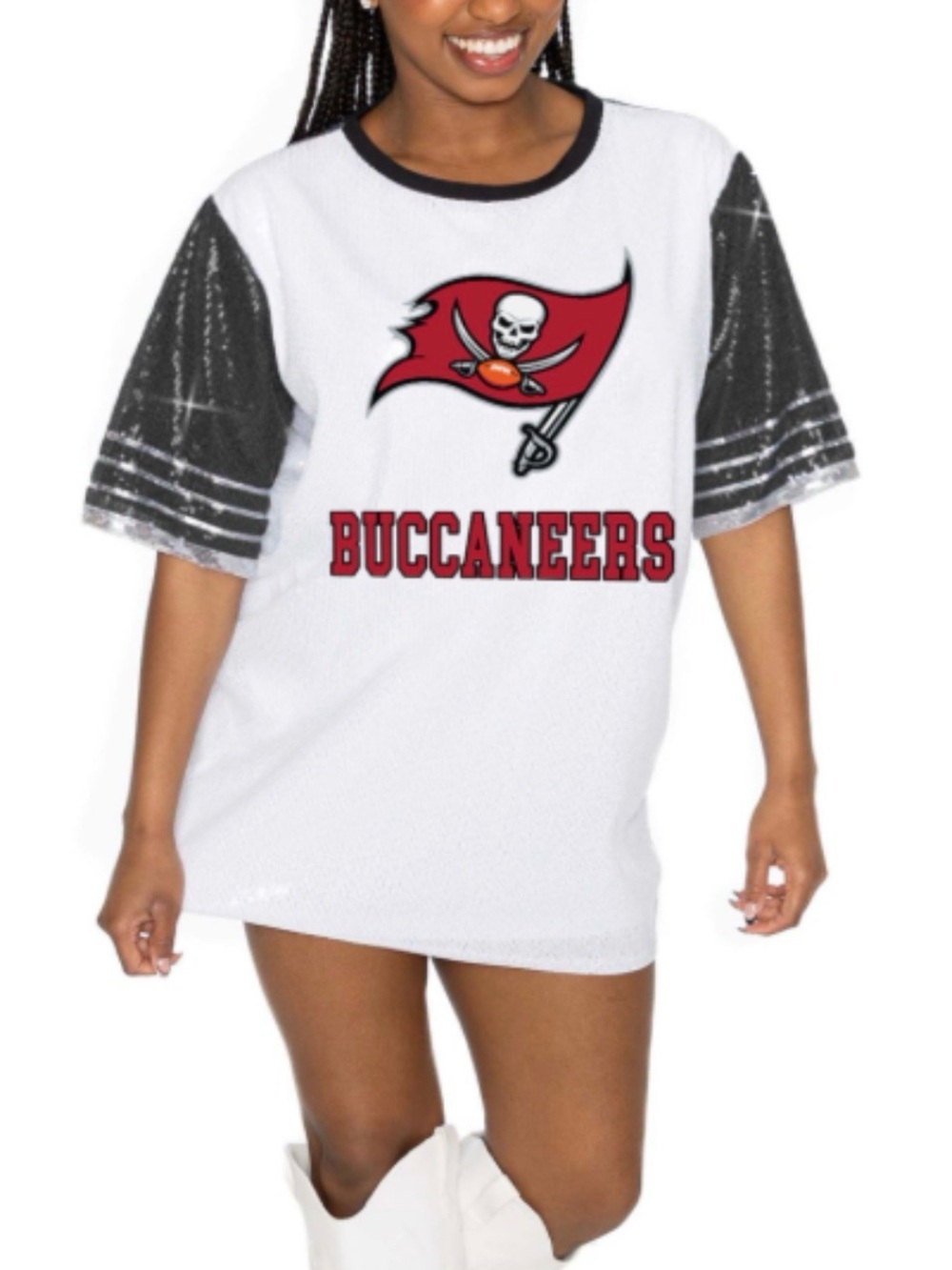 Tampa Bay Bucs Sequin Jersey Dress, Gameday Couture - Size Large